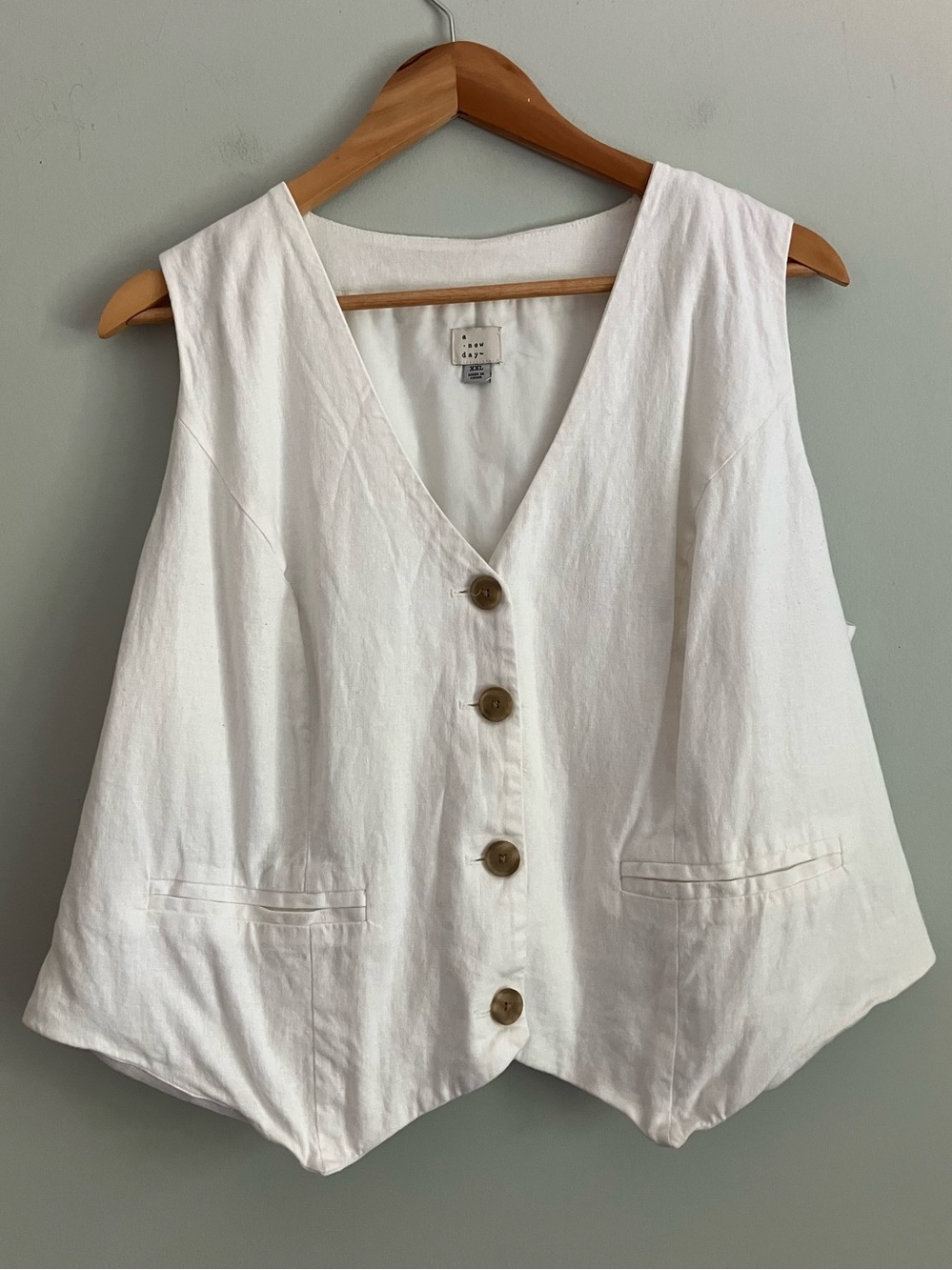 A NEW DAY White Linen Blend Minimalistic Light Weight Vest XXL - Picture 2 of 11